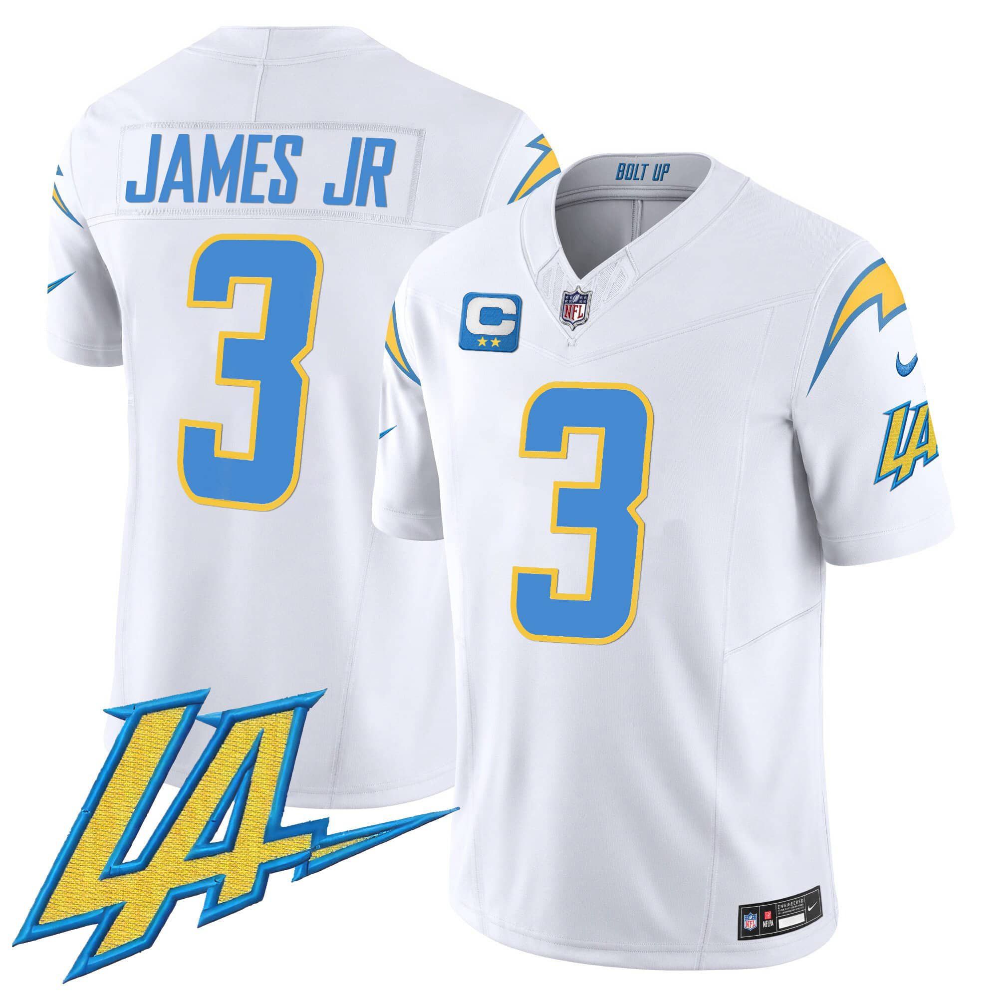 Men Los Angeles Chargers 3 James jr White 2024 Nike Vapor Limited NFL Jersey